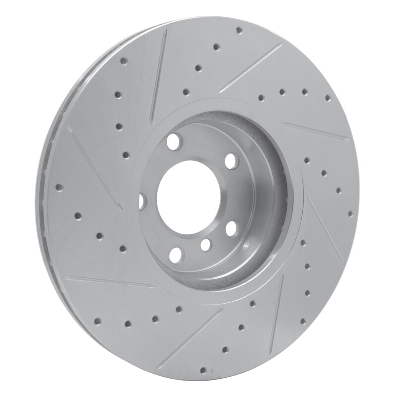 BMW X5 Brake Rotor (1) - Front Right - R1 Concepts - Drilled & Slotted - Silver - `07-`18